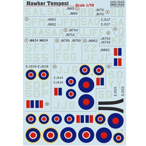 Aufkleber für Flugzeug 1:72 Hawker Tempest Waterslide Decals Print Scale 72-273 - Bild 13 von 24