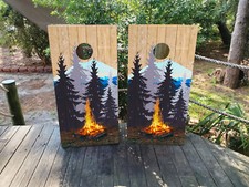 WATERPROOF  FADEPROOF Cornhole Board Wraps Camping in the Woods /