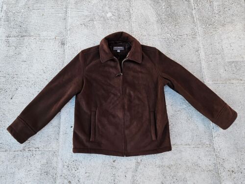 Perry Ellis Portfolio Men Jacket Faux Fur Brown Suede Coat Size M $250 - Picture 2 of 12