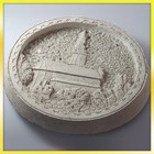 ✅ Wall Hanging Mounted round Home Decor grey Clay Gypsum Relief Church in Forest
