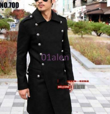 Abrigo retro para hombre de doble botonadura mezcla de lana chaquetón calce ajustado informal formal trinchera - Imagen 10 de 11