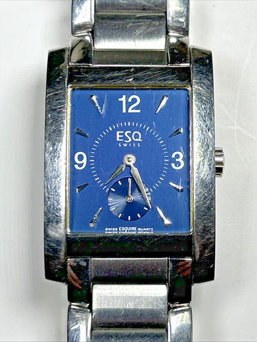 ESQ Swiss By Movado Quartz Watch Men's 300472 Silver Steel New Battery 8" - Picture 2 of 3