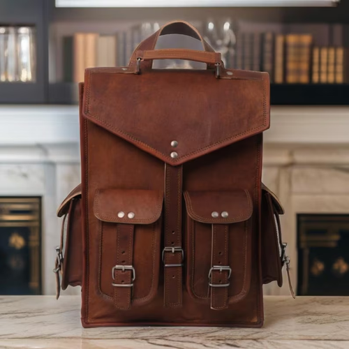 Leder Rucksack Vintage Echt Tasche Herren Rucksack Laptop Braun Reise Neu Echt - Bild 3 von 14