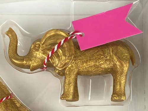 3 Gold Color Animal Party Placeholders Lion Giraffe Elephant with Name Tags - Picture 2 of 8
