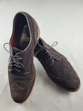 ALLEN EDMONDS STRAND Shoes Mens 10 D Brown Suede Leather Cap Toe Oxford Lace Up