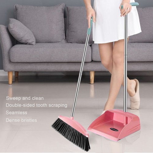 Broom and Dustpan Comb Set for Home Super Long Handle,Upright Standing Dustpan - Picture 3 of 13