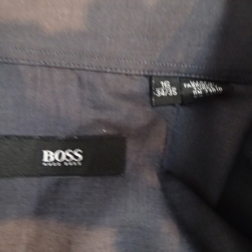 Hugo Boss Button Up Dress Shirt charcoal Men 16 34-35 - Picture 3 of 16