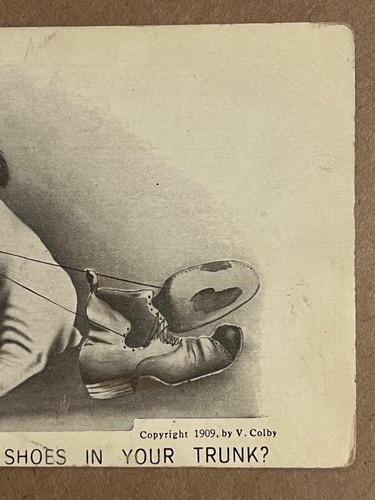 1900s Vtg Puppy Dog Pulling Shoe Laces Artist Signed Colby Antique Postcard - Picture 3 of 6