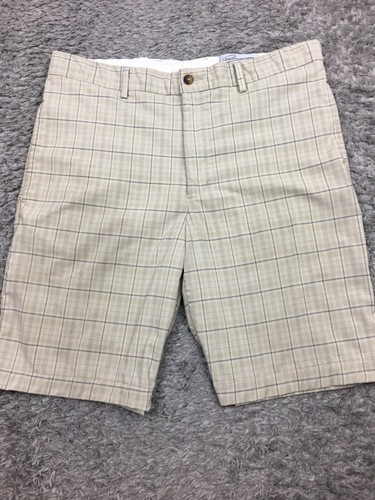Greg Norman Chino Shorts Mens Size 34 Light Beige Plaid Polyester - Picture 3 of 11