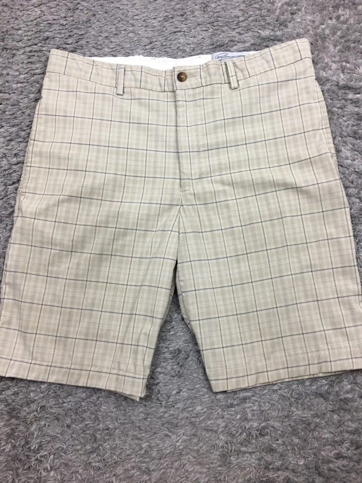 Pantalones Cortos Chinos Greg Norman Para Hombre Talla 34 Beige Claro Poliéster A Cuadros Foto 3 de 4