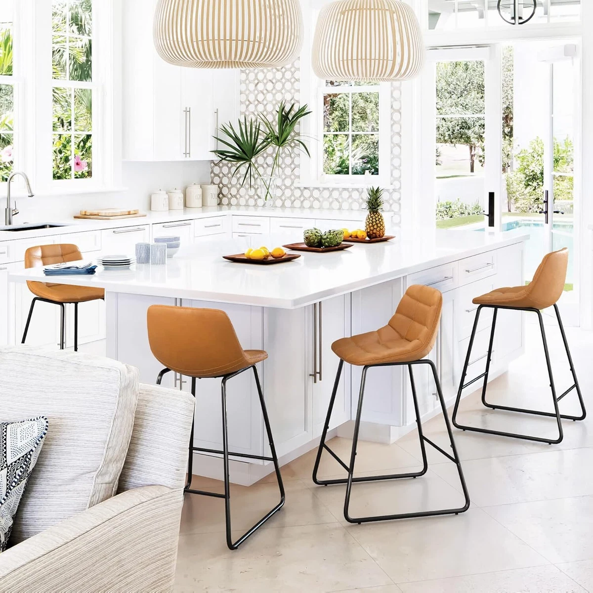 LUE BONA Counter Height Bar Stools 3 PCS 24Inch Chair Whiskey
