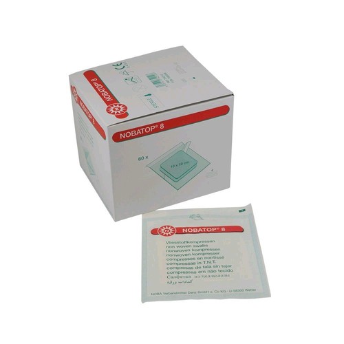 NOBATOP 8 sterile Kompressen Vliesstoffkompressen Wundauflagen 4-lag, 50/60x 2St - Bild 2 von 5