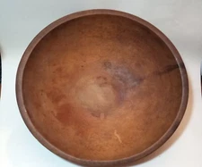 BIG Primitive Munising Wood Bread Bowl Out Of Round Farmhouse 1930s 16" x 15"