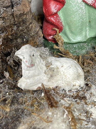 Ancienne Crèche en Bois Complète avec Santons Fixes Jésus Scène de la Nativité - Afbeelding 9 van 20