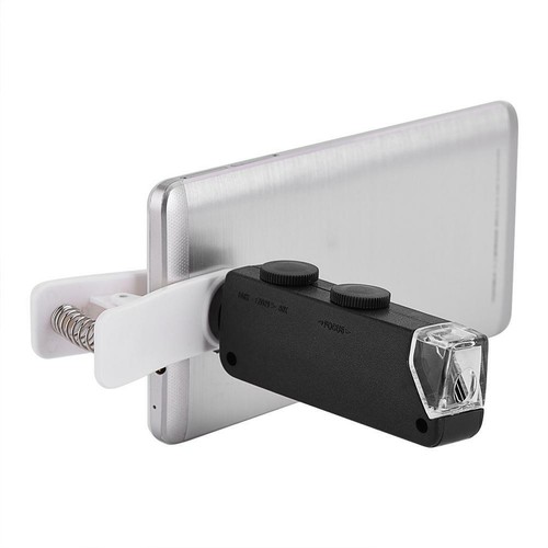Obiettivo microscopio LED zoom ottico ingrandimento 60X-100X con clip per cellulare - Foto 7 di 12