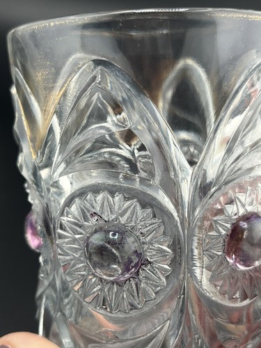 Antique US Glass Bull’s Eye & Daisy Ruby Flash And Gold Dash EAPG Flat Tumblers - Picture 4 of 6