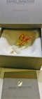 Signed Swarovski Butterfly Pin Brooch Fire Opal Sterling