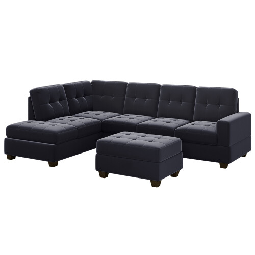 Modern Sectional Sofa W/ Reversible Chaise,L Shaped Couch Set W/ Storage Ottoman - Picture 4 of 9