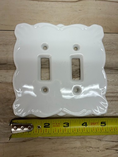 Vtg Maryland China White Fine Porcelain 2 Light Switch Ornate Wall Plate Japan - Picture 4 of 5