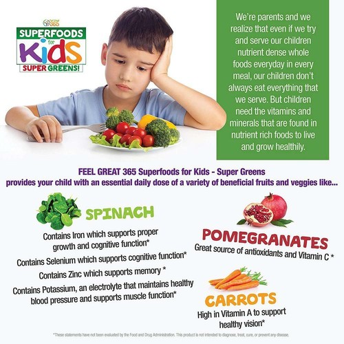Kids Superfood Greens Cocoa Chocolate Powder by Feel Great 365 (60...  - Picture 8 of 10