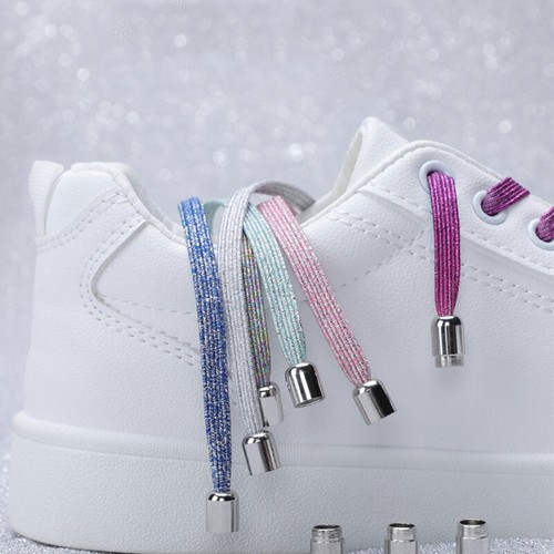 1Pair Elastic Flat Shoe Laces 100 CM Glitter No Tie Shoelaces Shoe Accessories - Picture 7 of 20