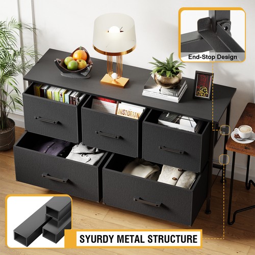 5 Fabric Drawers Dresser for Bedroom,Chest Organizer Units with Steel Frame - Picture 3 of 28