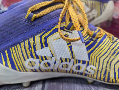 Adidas Adizero 10.0 Zubaz Yellow Purple Football Cleats Mens Adidas Adizero 10.0 Zubaz Yellow Purple Football Cleats Mens