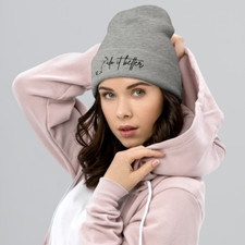 Scorpio Star Sign - Cuffed Beanie - Cozy Knit Hat  Zodiac Design  Heather Grey