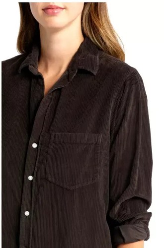 NWOT FRANK & EILEEN RORY COTTON CORDUROY LONG SLEEVE SHIRT DRESS EXPRESSO SZ XS - Picture 4 of 14