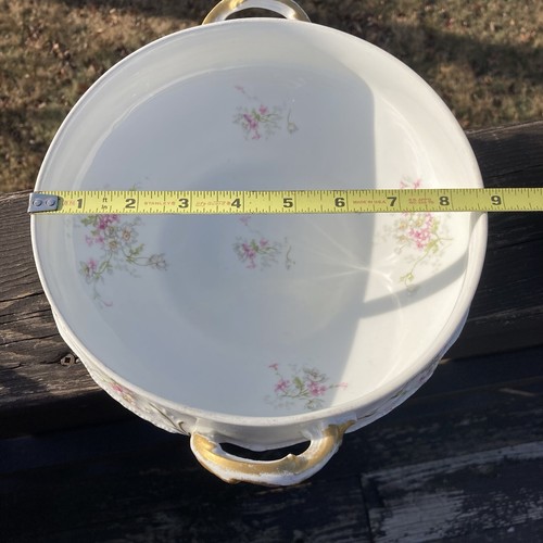 2 Theodore Haviland Limoges Frankreich bedeckt rund Gemüseschalen rosa Blumen - Bild 21 von 24