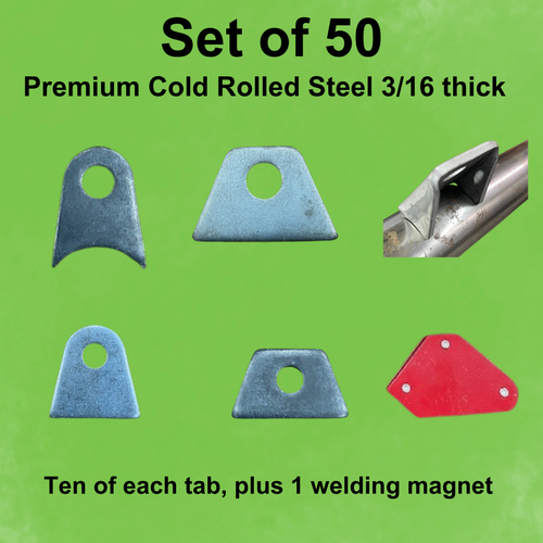 Weld on Tabs and mounts, -Pack of 50 Thick 3/16" Steel Tabs, Chassis, Rat Rod - Picture 3 of 8