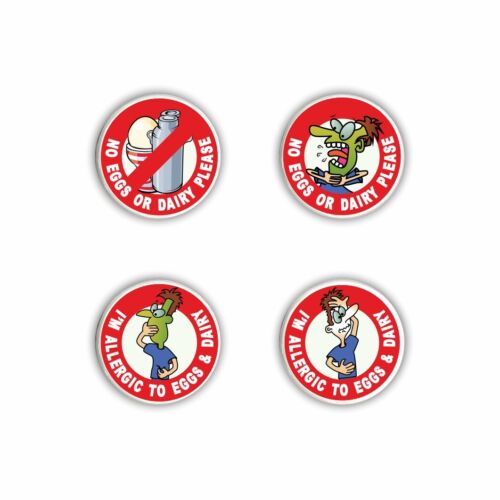 Egg & Dairy Allergy Pin Badges Also Sewon Patches & Stickers Allergic Eggs/Dairy - Foto 10 di 14