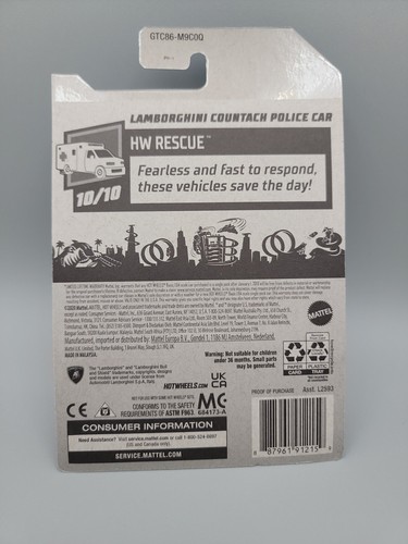 2021 Hot Wheels LAMBORGHINI COUNTACH POLICE CAR HW RESCUE - Picture 2 of 2