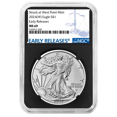 2024 (W) $1 American Silver Eagle NGC MS69 ER Blue Label Retro Core