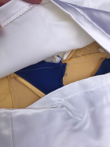 2 VTG Pillowcase Covers Shams 15" Square Hand Quilted SATIN Blue Yellow VGUC Lot - Picture 7 of 11
