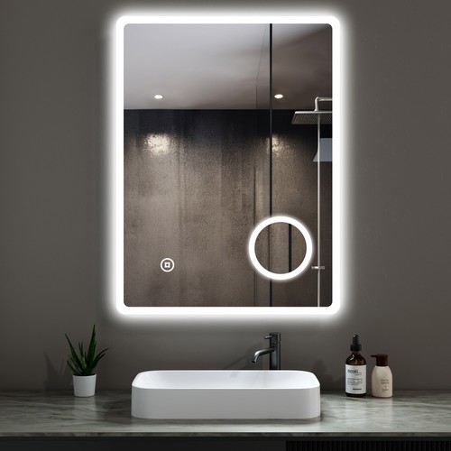 Bathroom Mirror With LED Lights Touch Shaver Socket Demister 3x Magnifying - Picture 11 of 18