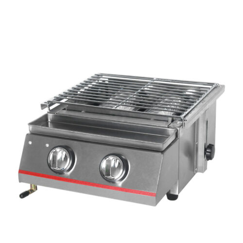 2Burners Commercial LPG Gas BBQ Grill Outdoor Barbeque Party Cooker SS Smokeless - Bild 10 von 14