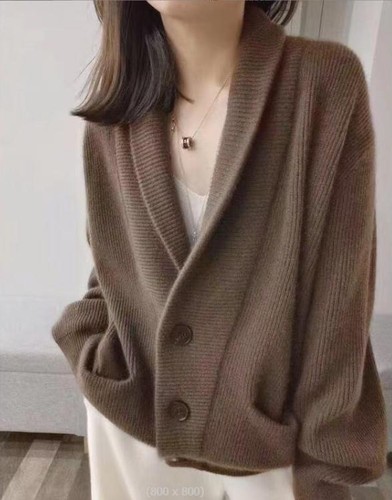 Woll Strickjacke Damen dick locker Strick Vintage Pullover Mode Jacke - Bild 9 von 9