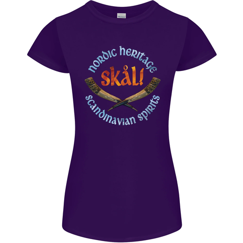 Skal The Vikings Alcohol Beer Nordic Odin Womens Petite Cut T-Shirt - Picture 39 of 72