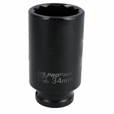 34mm Metric 1/2  Drive Deep Rear Hub Axle Nut Socket 12 Sided Bi-Hex