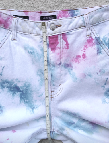 Wild Fable Highest Rise Utility white jeans paint splatter tie-dye M pink blue - Picture 11 of 17