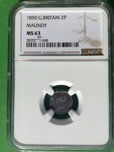 1850 Great Britain 2 Pence, NGC MS 63, Maundy 