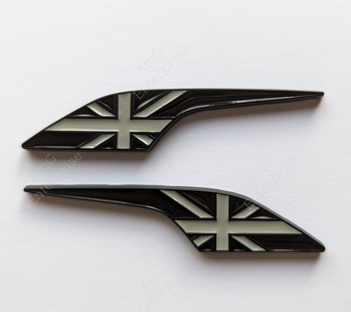 Distintivi Union Jack Ala Laterale Nero Lucido Grigio per Land Rover Defender Freelander - Foto 2 di 3