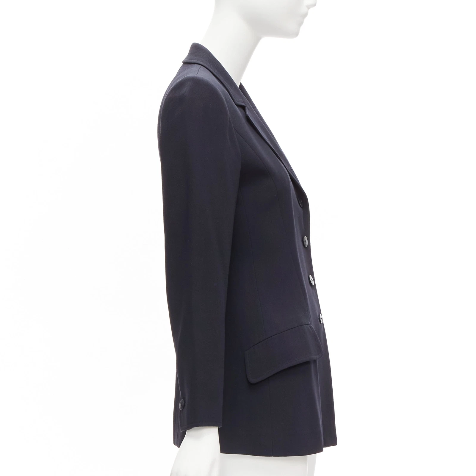 Giacca CHANEL Karl Lagerfeld 98A vintage lana marina bottoni CC FR36 S