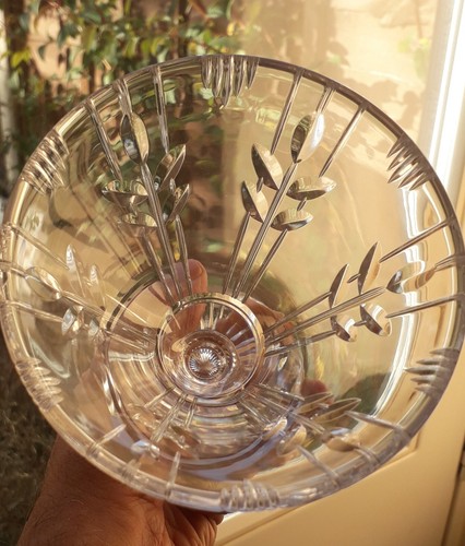 STUART & SONS CRYSTAL CUT ART DECO GLASS VASE RARE PATTERN - Picture 4 of 5
