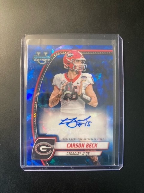 2024 Bowman Chrome University Carson Beck Sapphire Auto RC Rookie #PA-CBE Miami