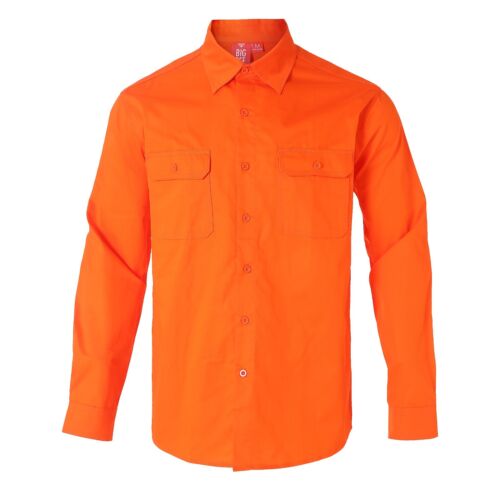 BigBEE Work Shirt Long Sleeve Vented Navy Khaki Orange Yellow Traditional - Picture 19 of 73