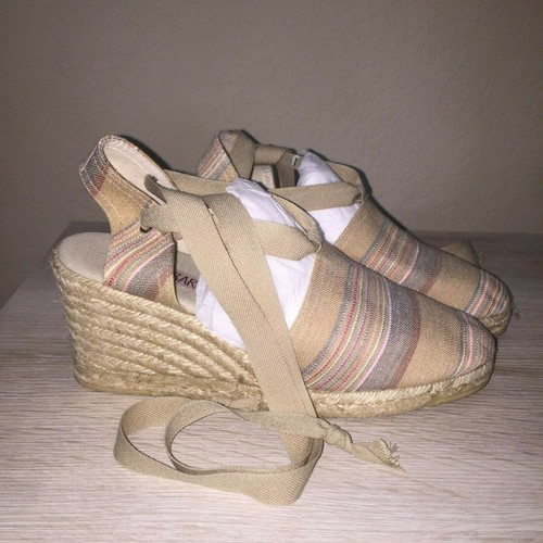 Paloma Barcelo Spain Tan Pastel Ankle Tie Closed T