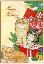 Cat Christmas Cards Set of 10 cards  10 envelopes