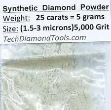 TechDiamondTools Diamond Powder 5,000 Grit 1.5-3 Microns, 25 cts = 5 Grams